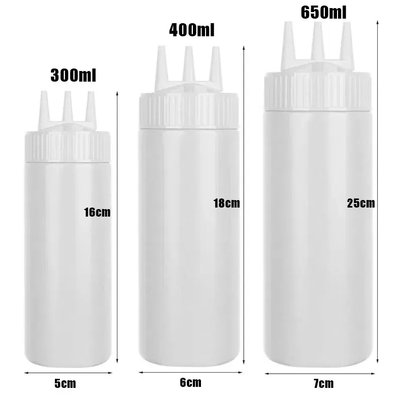 Color: Dull - 3 Holes 800ML Twist Cap Squeeze Bottle Food Grade Plastic Ketchup Mustard Mayo Sauces Olive Oil Bottles Kitchen Gadgets #1
