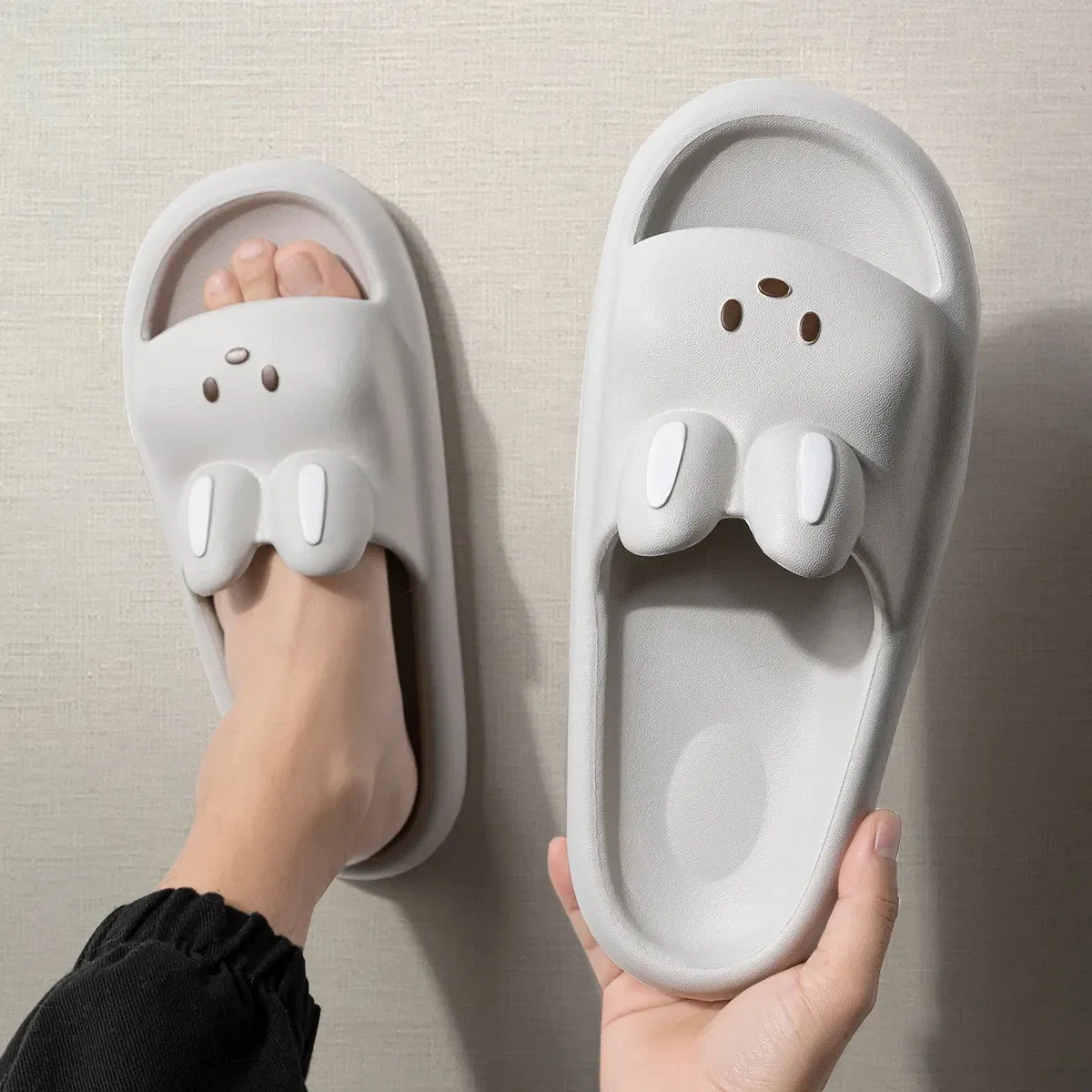 Color: Pink, Shoe Size: 40 - Pillow Rabbit Slippers for Women and Men | House Slides Shower Sandals | Extremely Comfy | Cushioned Thick Sole