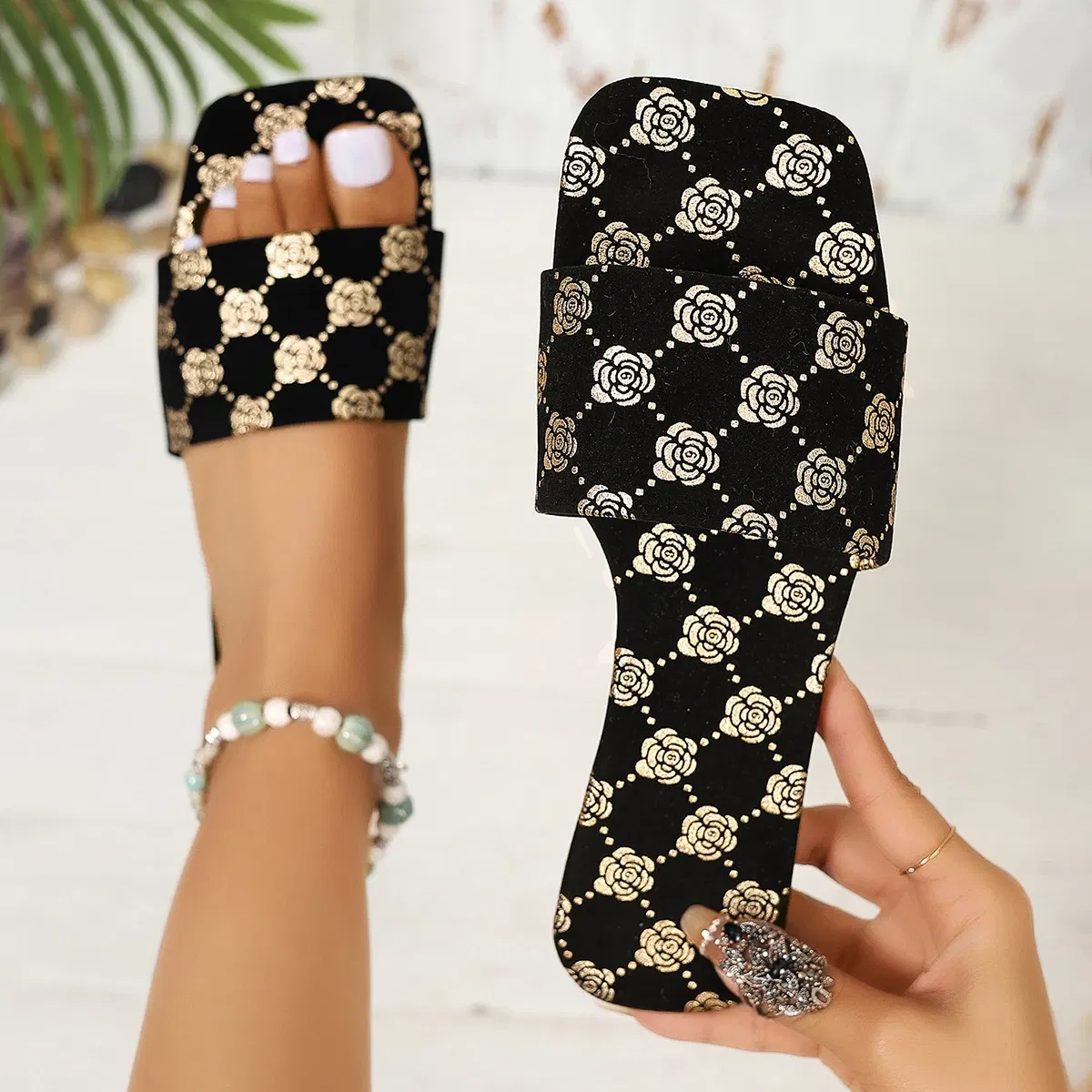 Color: Silver, Shoe Size: 43 - Women Slippers 2024 New Summer Sandals Slide Platform Casual Open-toe Fashion Slipper Casual Shoes Slides Women Zapatos De Mujer
