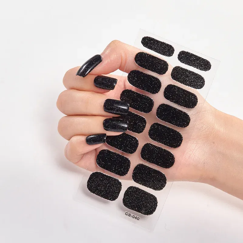 Color: WHITE - Nail Sticker Shiny Design Full Beauty Stickers for Nails Decals Plain Stickers Women Salon Nail Art