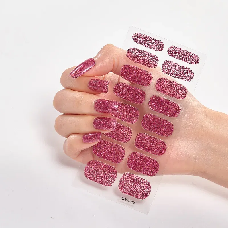 Color: WHITE - Nail Sticker Shiny Design Full Beauty Stickers for Nails Decals Plain Stickers Women Salon Nail Art