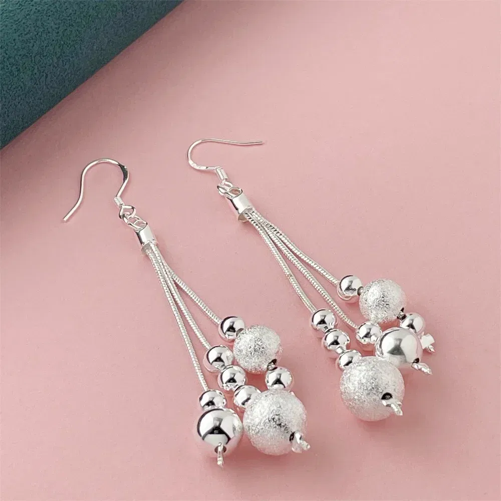 Gem Color: Light Blonde - 925 Silver Heart Shape Earrings Women Exquisite Student Jewelry Accessories