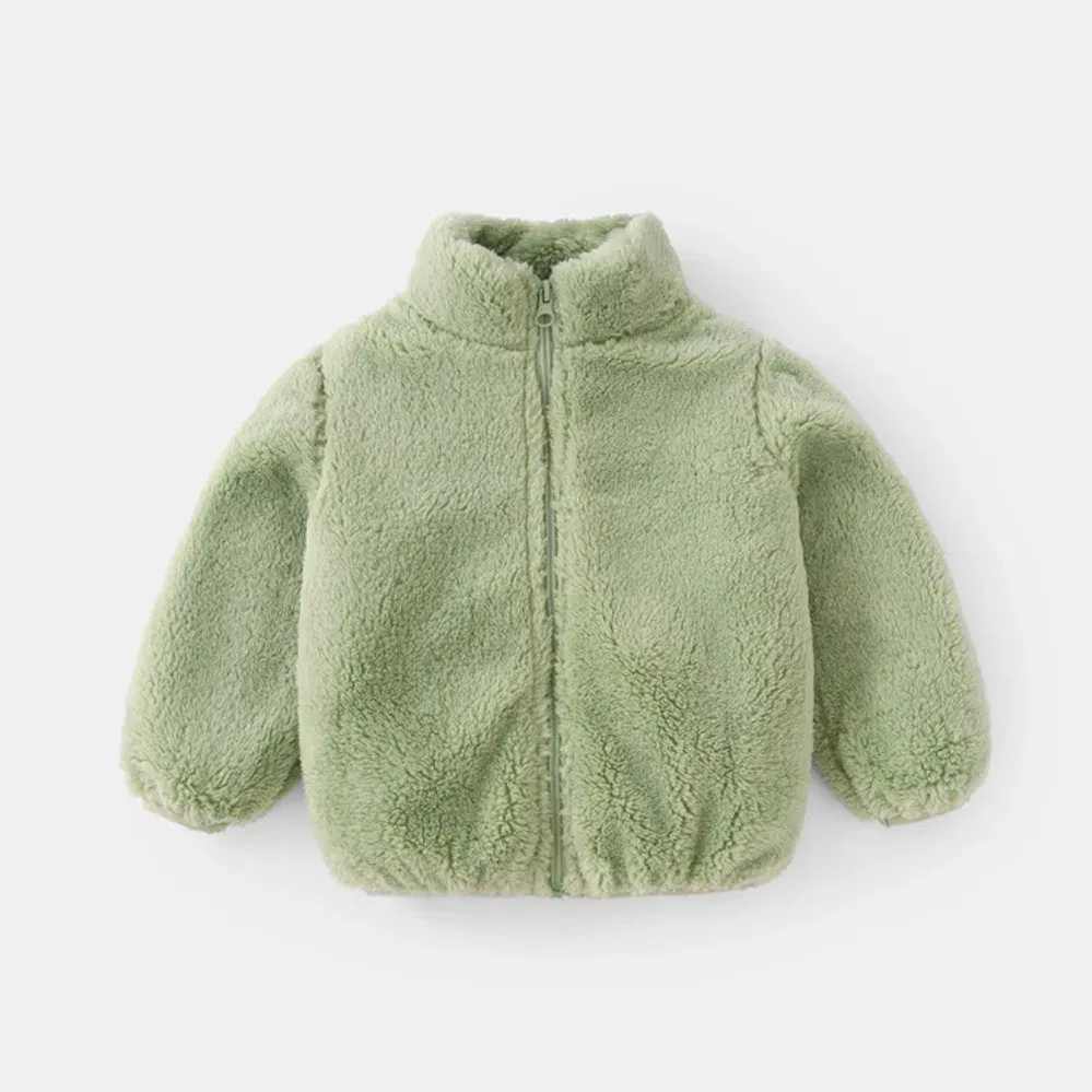 Color: GRAY, Kid Size: 3T?€?€·?¤–运动?‰ - Child Autumn Winter Costume Solid Color Outerwear Casual Loose Long Sleeve Tops Plush Jacket Boys Girls Fashion Simple Coats