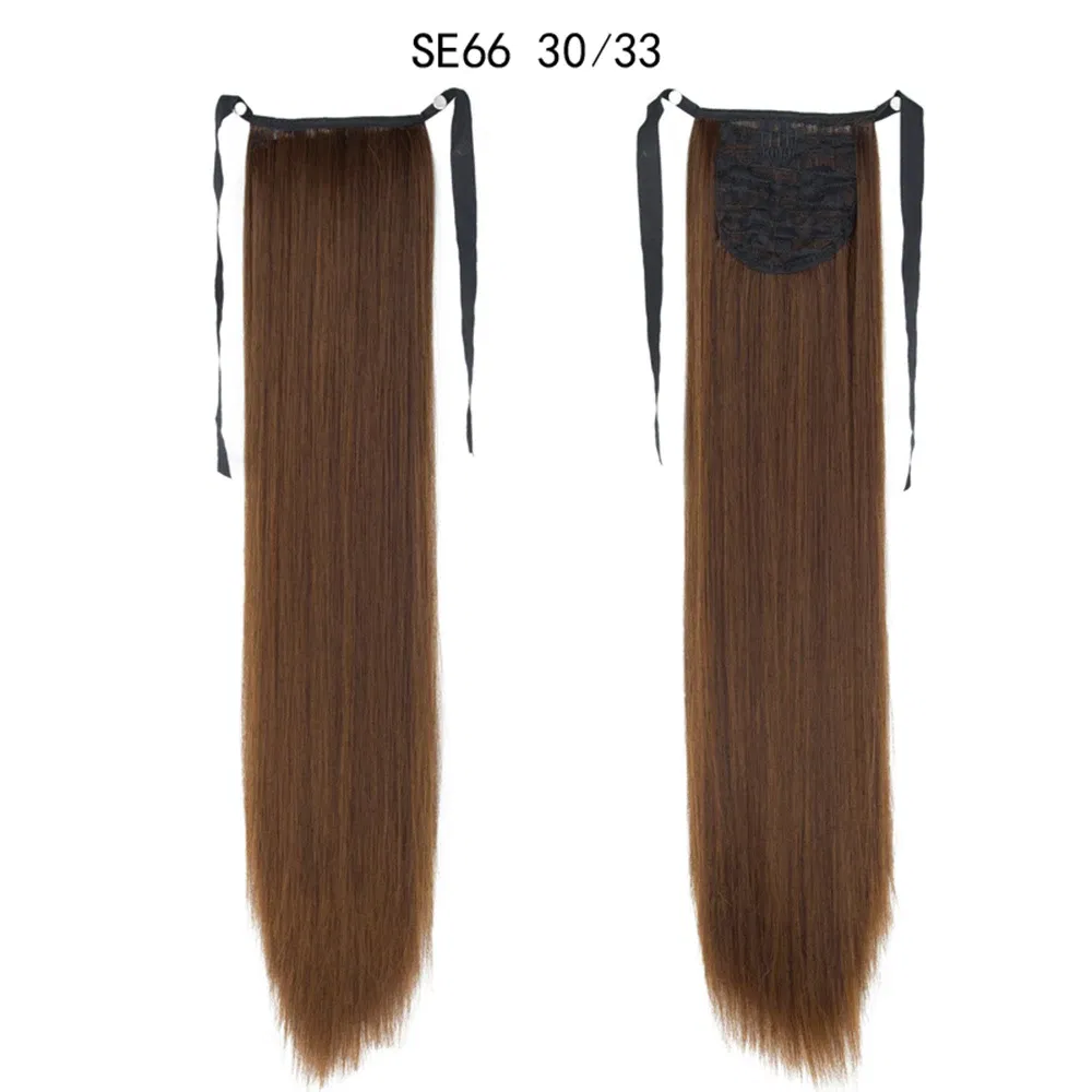 Color: P4/27 - LINWAN Synthetic Long Straight Wrap Around Clip In Ponytail Hair Extension Heat Reistan Pony Tail Fake Hair