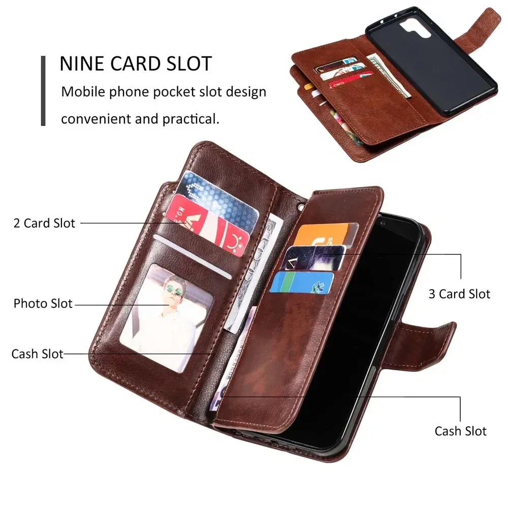 Color: Red, Material: Polyester - Flip Leather Case for Redmi Note 13 12 11 Pro 13C 9 9A 9C Wallet Card Cover For Xiaomi 13T 11T Poco X5 C65 M6 X4 Pro