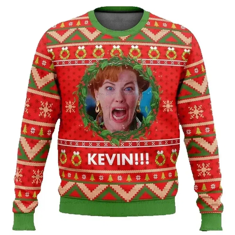 Color: Brown, Size: S, Ships From: CHINA - Merry Christmas alone at home Ugly Christmas sweater cartoon animation Men's pullover 2026 fashionable couple shirts Sweatshirt