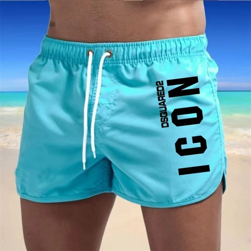 Color: WHITE, Size: XL - Summer men's luxury beach pants clothing quick dry gym jogging sexy shorts vacation casual swimming trunks