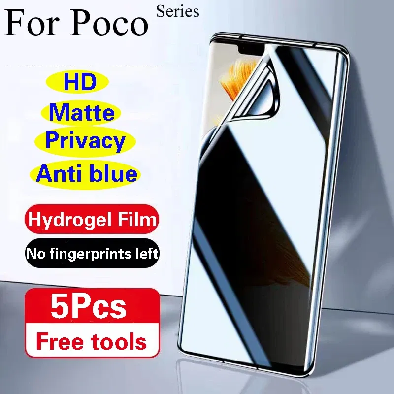 Bundle: 3 Pieces, Material: Anti Blue Light, Compatibility by Model: Poco X6 Pro - F7Ultra Privacy Screen Protector For POCO X7 F7Pro Matte Hydrogel Film POCO F6 Pro X6Pro HD Anti Peeping F6 Soft Full Coverage