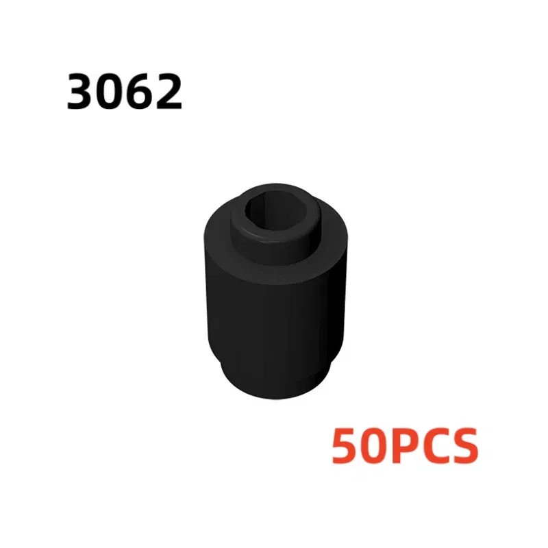 Color: WHITE - 50PCS 3062b 30068 35390 3062 Accessories 1x1 Cylindrical Brick DIY Buildings? Blocks Educational Toys City Toy