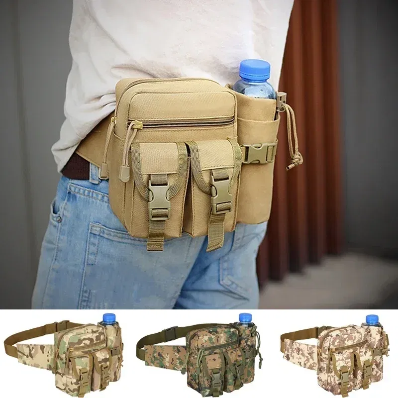 Color: black - Men's Tactical Casual Fanny Waterproof Pouch Waist Bag Packs Outdoor Military Bag