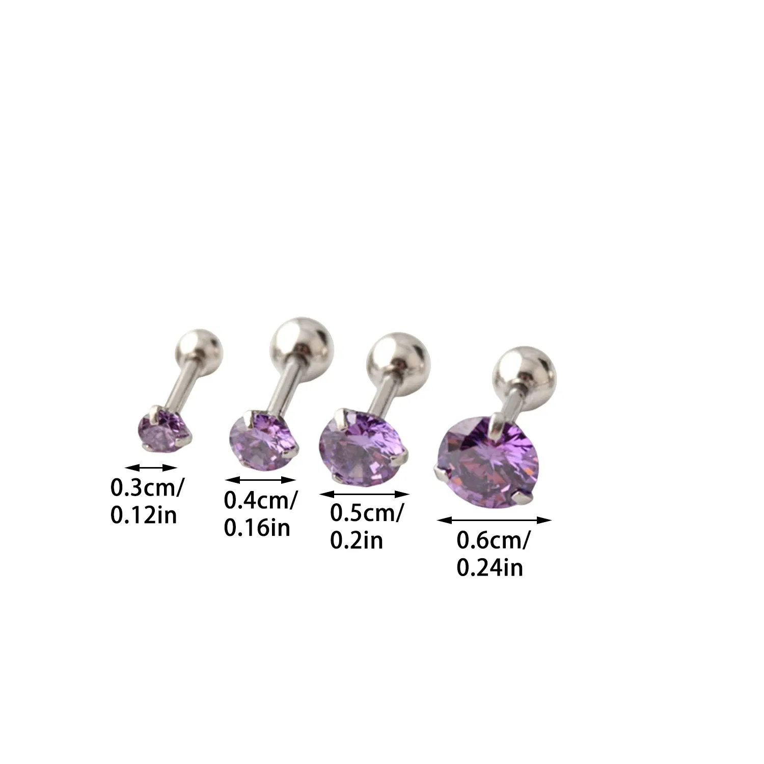 Metal Color: Pure Gold Color, Main Stone Color: WHITE - 1Pc Small Round Cz Tragus Cartilage Titanium Steel 16G 4 Prong Ear Stud Earrings Tragus Helix Piercing Jewelry Sexy Body Jewelry
