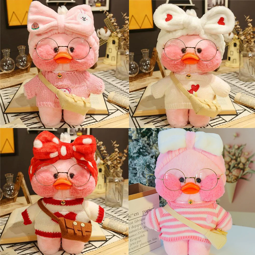 Color: Clear, Height: 11cm-30cm - 30cm Kawaii Lalafanfan Duck Plush Toy Cartoon Lalafanfan Duck Doll Soft Stuffed Animal Plushie Birthday Gifts For Girl Children