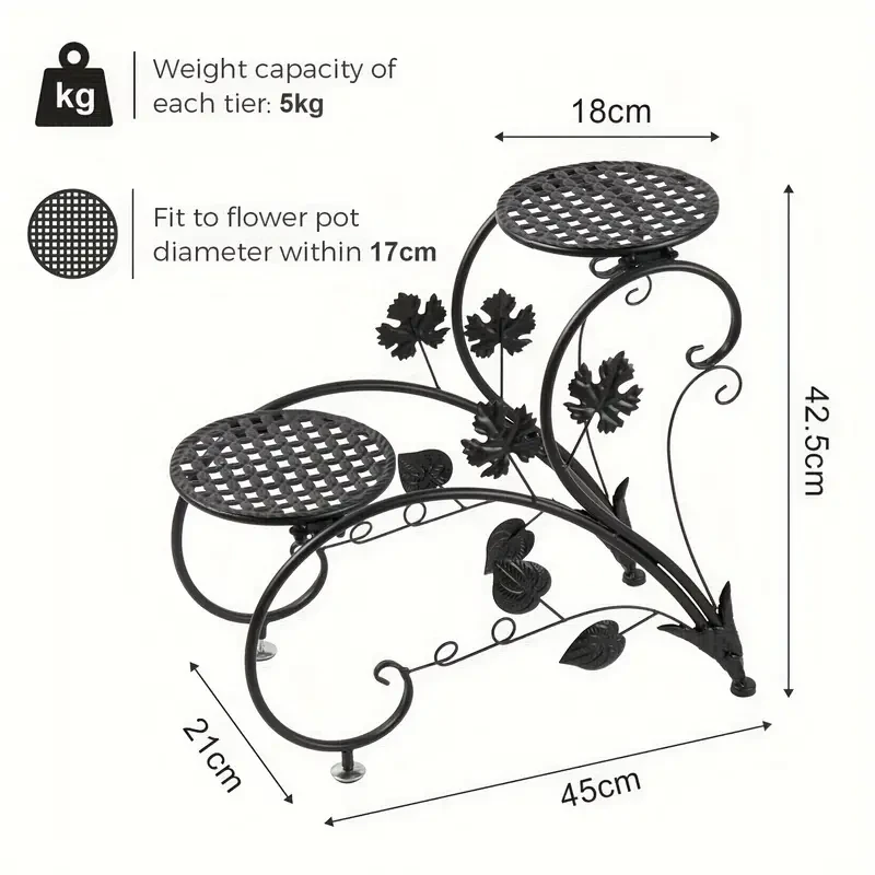 1 Pair of Metal Tall Plant Pot Stands - 4-Tier Elegant Flower Planter Rack