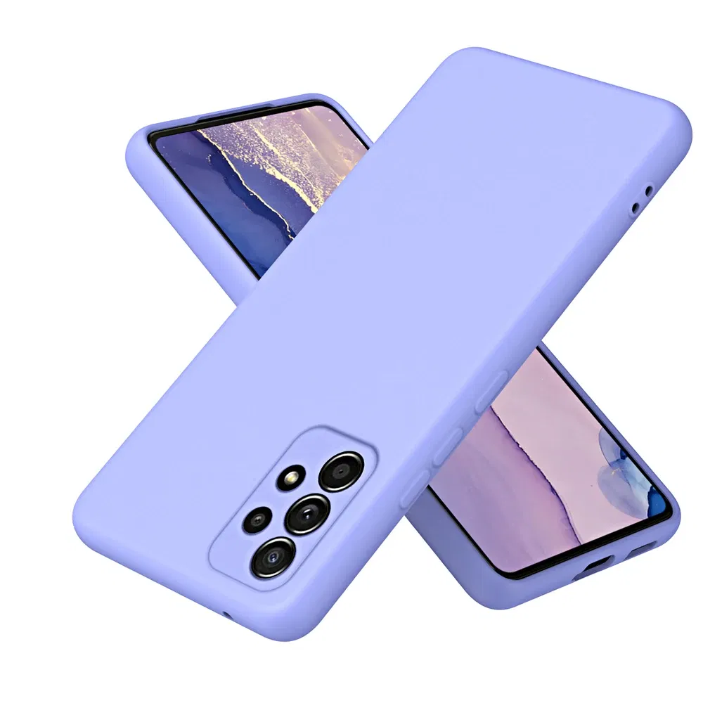 Color: Light purple, Material: Silicon - Solid Silicone Protect Case For Samsung Galaxy A13 A23 A33 A53 A73 A12 A22 A32 A52 A52S A72 A04 A04S A14 A24 4G A34 A54 Cover