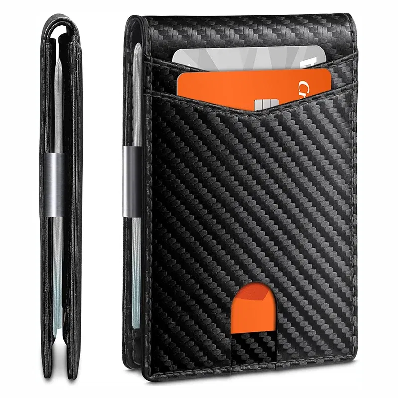 Color: Blue, Ships From: CHINA - Slim Wallet for Men-Leather Money Clip Mens Wallets-RFID Blocking Front Pocket Bifold Credit Card Holder