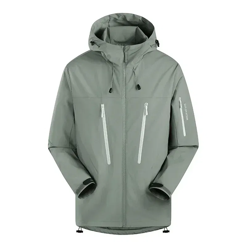 Color: green, Size: S - Spring Autumn Men's Windbreaker Fashion Outdoor Mountaineering Travel Windproof Waterproof Hooded Jacket Slim Fit Versatile Coat
