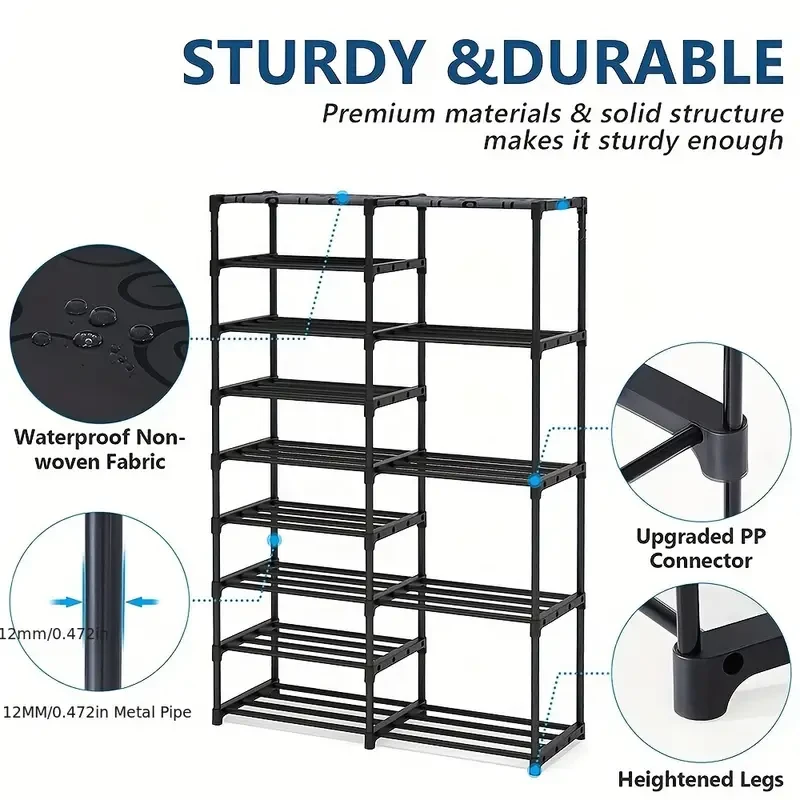 9+5 Tiers Tall Shoe Rack - Storage Shelf for Shoes
