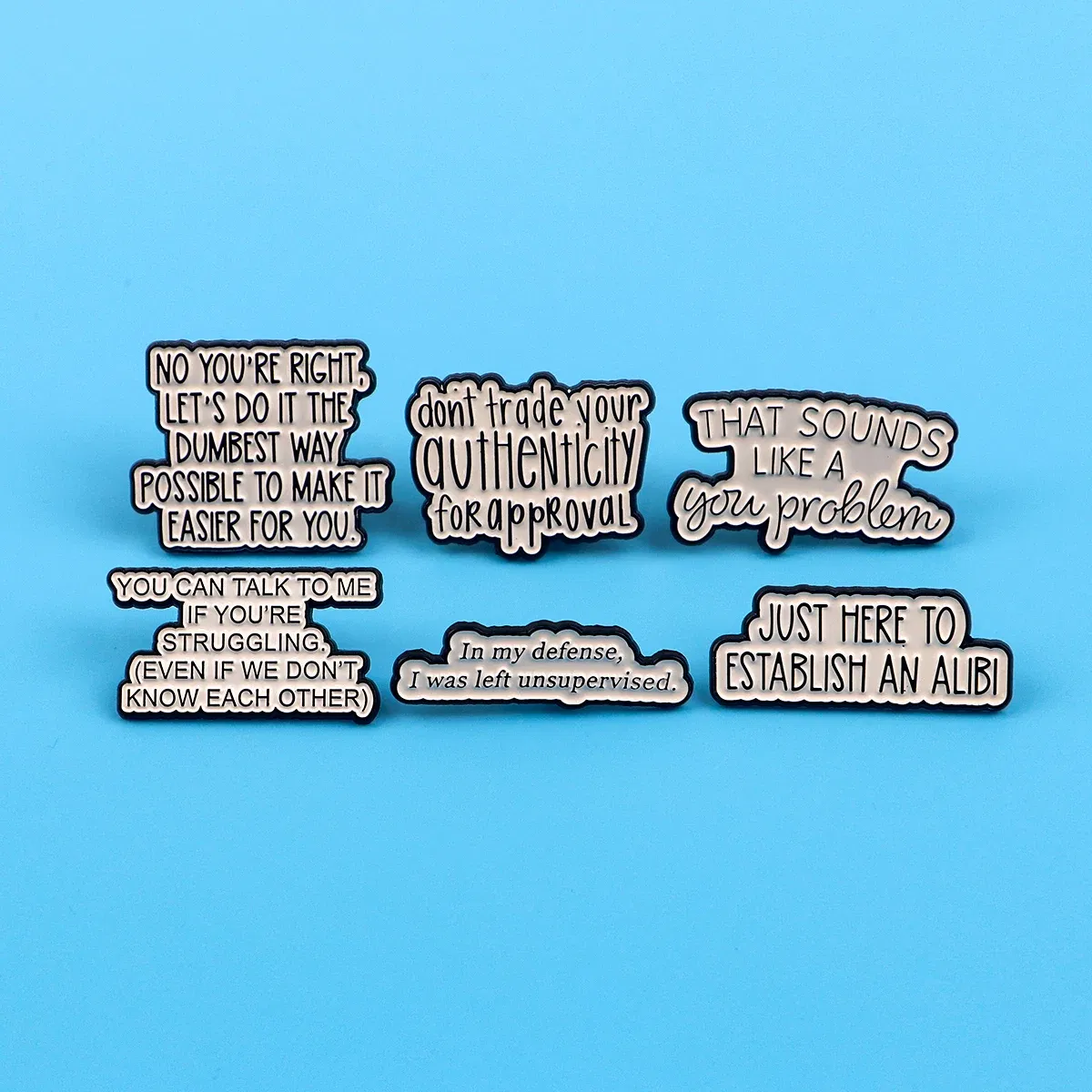 Metal color: Light Yellow Gold Color, Main Stone Color: MULTI - Quotes Enamel Pins Cartoon Women's Brooches Men Lapel Pins Letters Badge on Backpack Costume Accessories Phrase Jewelry Gifts