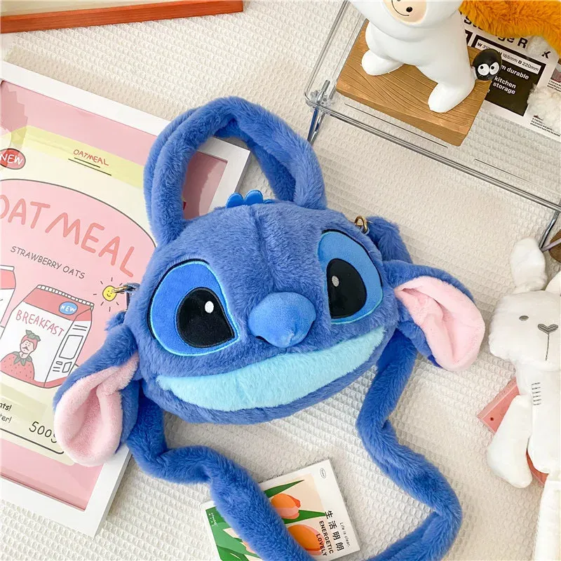 Color: Red - Disney Anime Lilo & Stitch Toy Kawaii Messenger Bag Girl Heart Handbag Stitch Doll Children Cartoon Soft Sweetheart Shoulder Bag