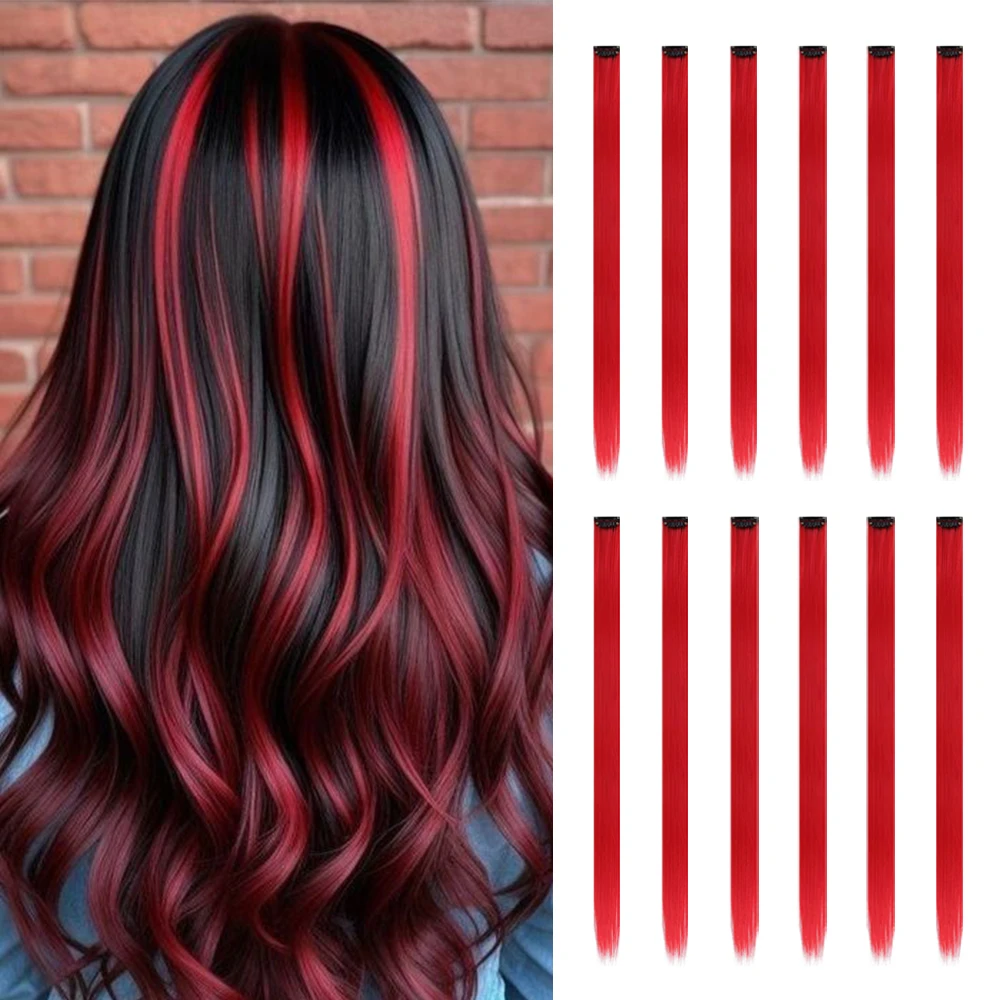Color: Natural Color, Stretched Length: 22INCHES - 12-Pack 22" Long Heat Resistant Women's Clip-In Hair Extensions - Durable BB Clip, Natural Look, Trimmable, Easy to Style