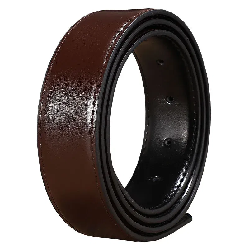 Color: army green, Belt Length: 120cm, Ships From: CHINA - 2.8cm 3.0cm 3.3cm 3.5cm 3.8cm Wide Double-sided Cow Reversible Leather With Holes No Buckle Belt Without Buckle High Quality