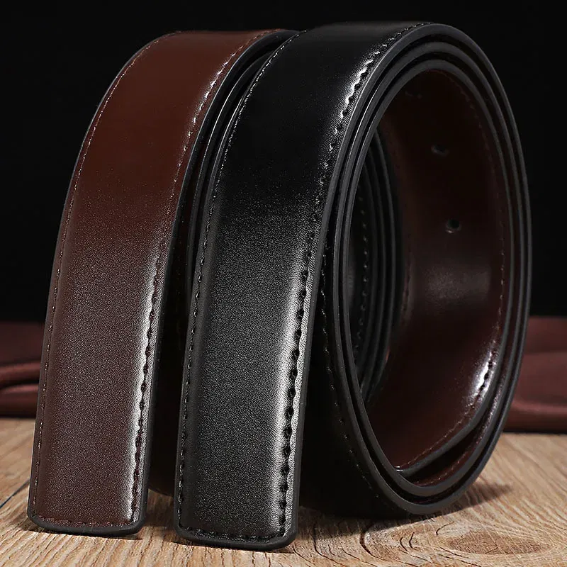 Color: army green, Belt Length: 120cm, Ships From: CHINA - 2.8cm 3.0cm 3.3cm 3.5cm 3.8cm Wide Double-sided Cow Reversible Leather With Holes No Buckle Belt Without Buckle High Quality