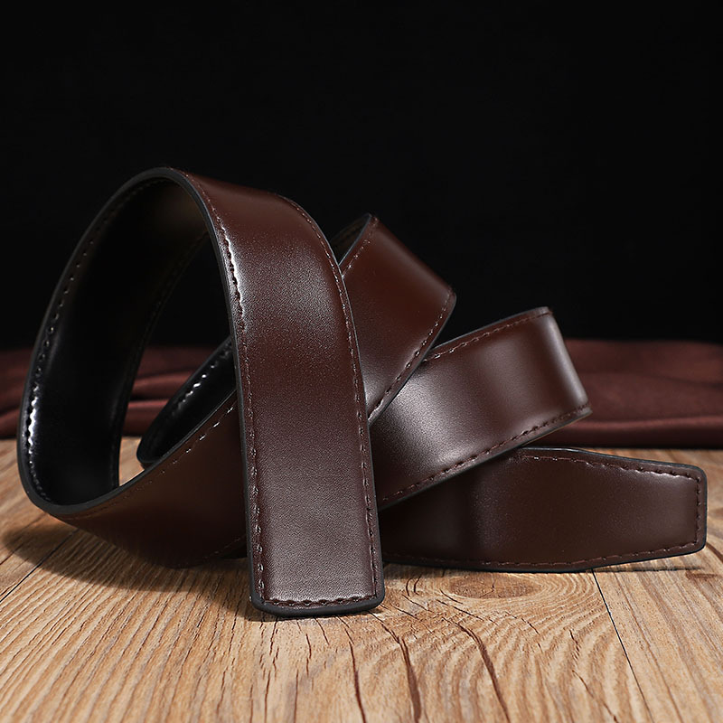 Color: army green, Belt Length: 120cm, Ships From: CHINA - 2.8cm 3.0cm 3.3cm 3.5cm 3.8cm Wide Double-sided Cow Reversible Leather With Holes No Buckle Belt Without Buckle High Quality