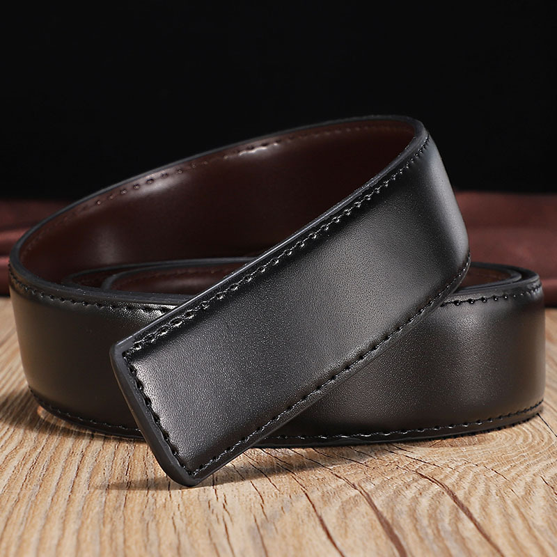 Color: army green, Belt Length: 120cm, Ships From: CHINA - 2.8cm 3.0cm 3.3cm 3.5cm 3.8cm Wide Double-sided Cow Reversible Leather With Holes No Buckle Belt Without Buckle High Quality