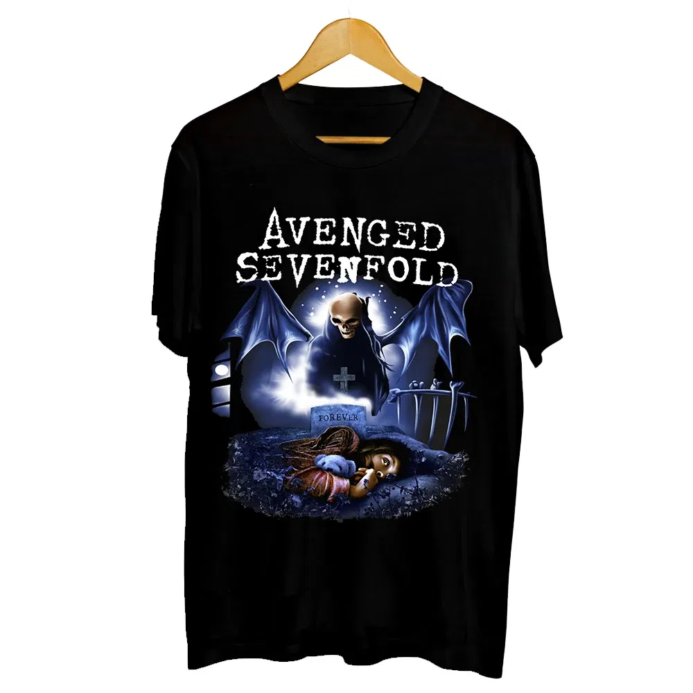 Color: GRAY, Size: L - Men Clothes Round Neck T-shirt Heavy Metal Band Rock Cotton Breathable Print Womens Plus Size Tees