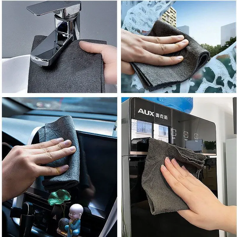 Color: Red, Specification: 4pcs, Ships From: CHINA - New Thickened Magic Cleaning Cloth Microfiber Glass Clean Towel Reusable Washable Lint-free Cleaning Rags for Kitchen Glass Car