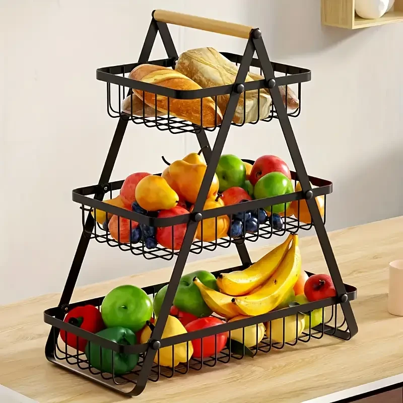 Iron Tiered Storage Rack with Removable Bowls