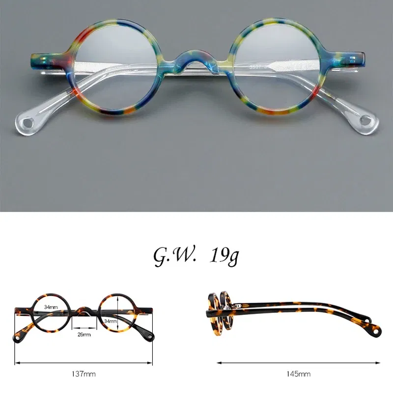 Frame Color: Blue, Eye Prescription: +500 - VCKA Photochromic Acetate Myopia Glasses Men Retro Small Round Frames Women Custom prescription Anti-Blue Eyewear -0.5 TO -10