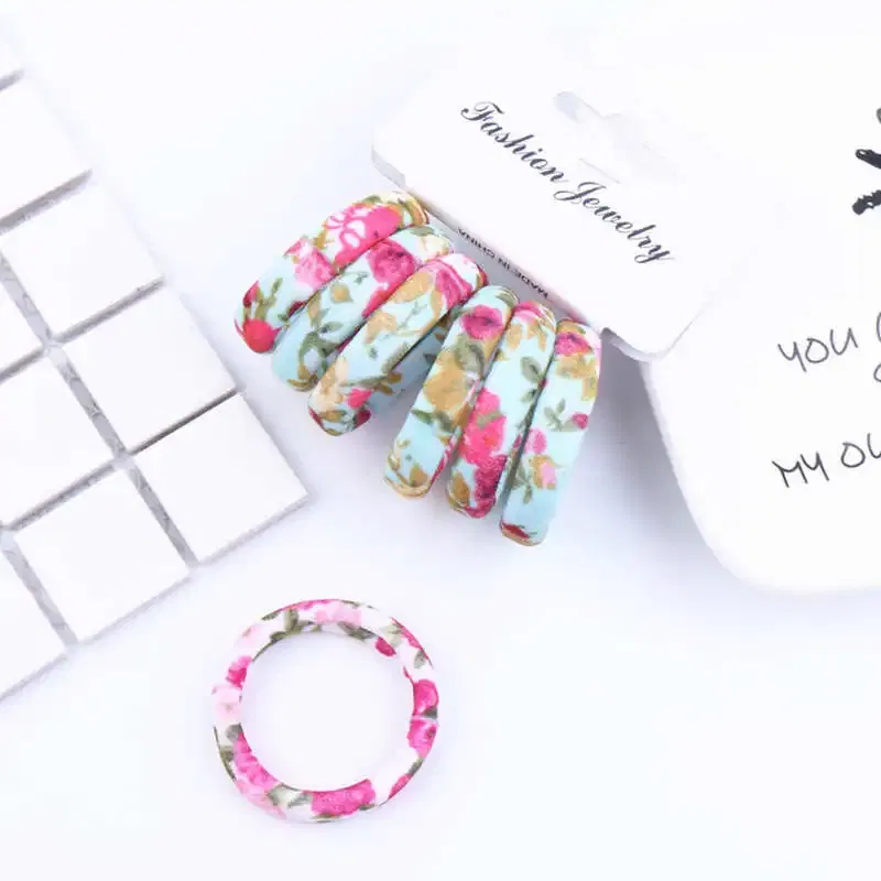 Color: GRAY, Ships From: CHINA - 6PCS/Sett Cute Girls Elastic Hair Bands Scrunchies Ponytail Holder Rubber Bands Hair Ties Sweet Kids Hair Rope Hair Accessories