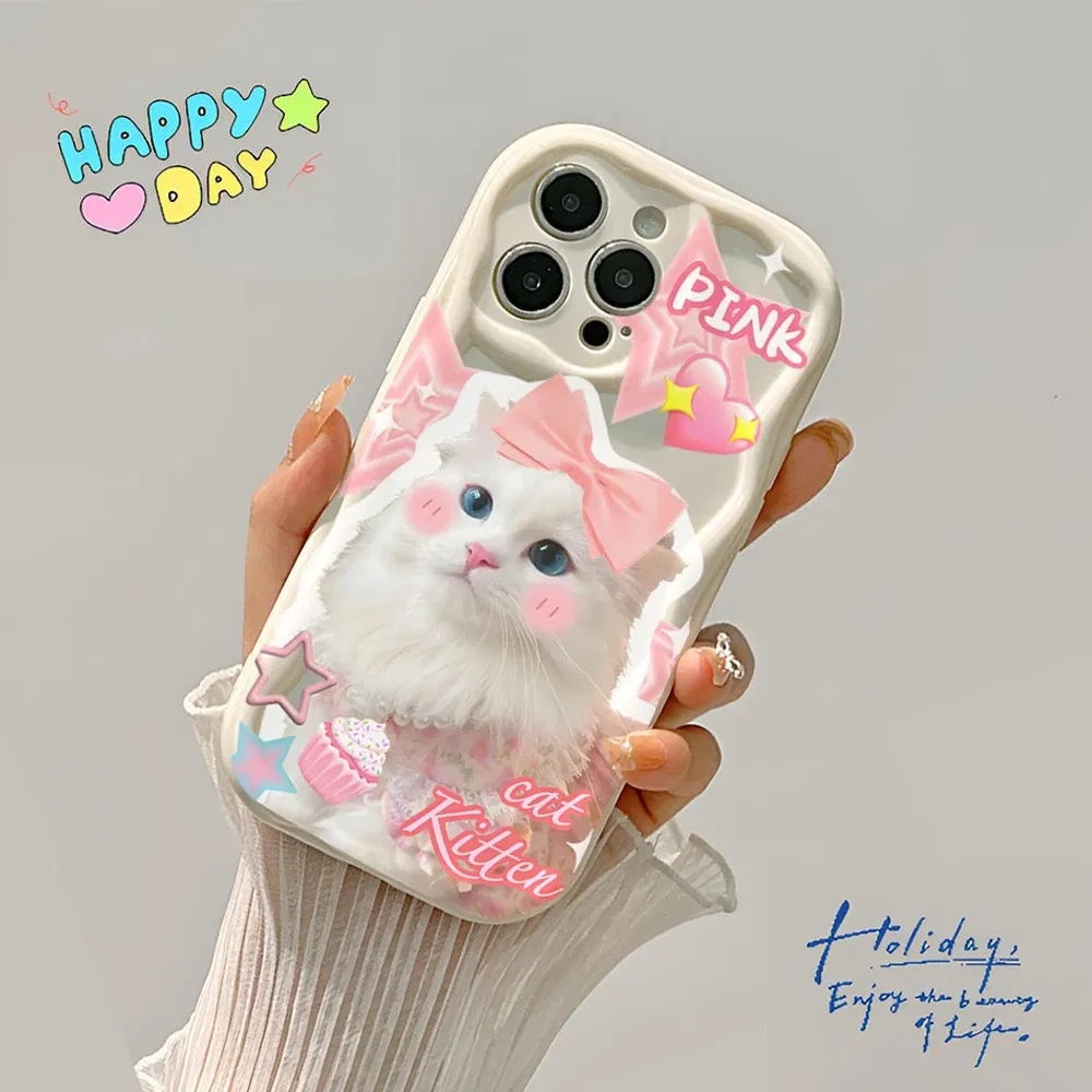 Color: Blue, Material: Other - Cute Kitten Phone Case for iPhone 15 14 13 12 11 Pro Max XR XS X 7 8 Plus Mini SE Clear Cat Mobile Case