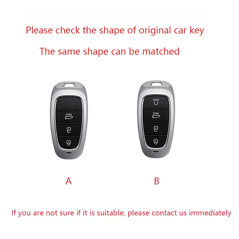 Color Name: WHITE - New Auto Alloy Car Key Case Cover Fob for Hyundai Solaris Sonata Hybrid NEXO NX4 New Grand Santa Fe Tucson 2020-2024 Accessories