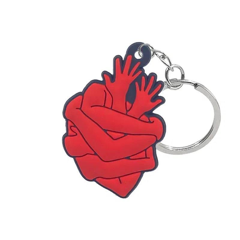 Color: Gold - 1PCS PVC Rubber Hot Keychain for nurses New Design Medicine Style Heart & Brain Car Key Pendant Cute Bag Ornament Gift