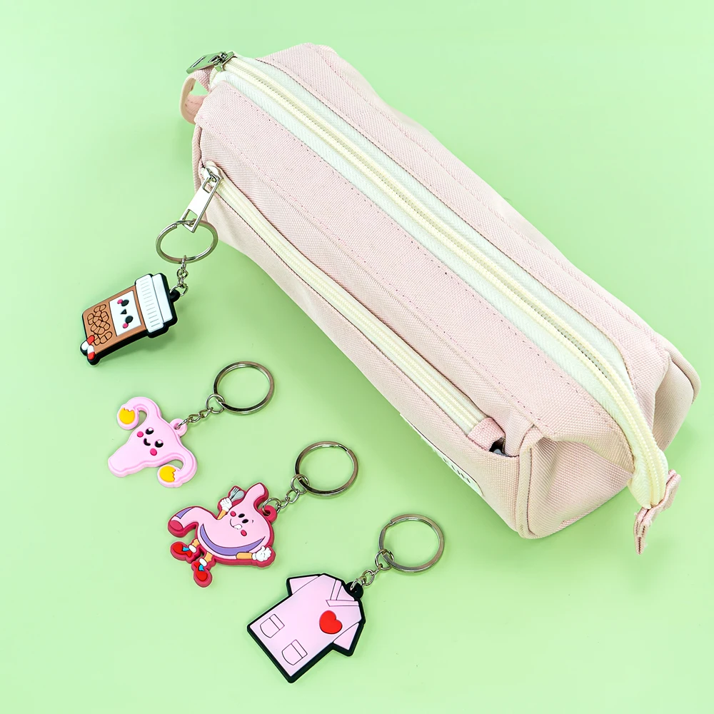 Color: Gold - 1PCS PVC Rubber Hot Keychain for nurses New Design Medicine Style Heart & Brain Car Key Pendant Cute Bag Ornament Gift