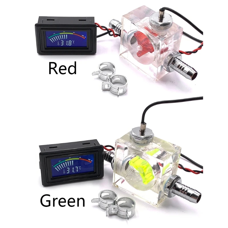 Color: RED - Three Way Flow Meter LED Thermometer for Water Cooling Liquid Cooler System Universal Computer Thermometer Dropship