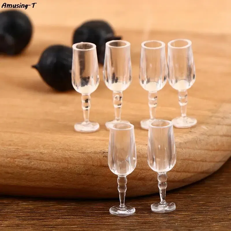 Color: Pink - 2/4/5/10pcs Miniature Resin beer cups Red Wine bottles Model Kitchen Furniture Accessory dinnerware Dollhouse Summer Must