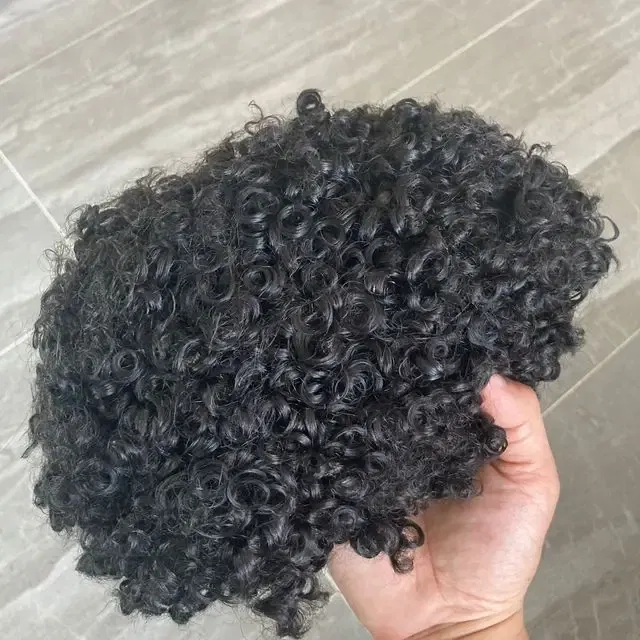 Toupee Color: 580#, Toupee Density: 130%, Length: 6 inches, Toupee Size: 8x10, Toupee Design: free - 20MM Curly Brown Black Super Durable Mono Lace&Pu Mens Toupee Wig Human Hair 15mm Capillary Prosthesi Weave Replacement For Male