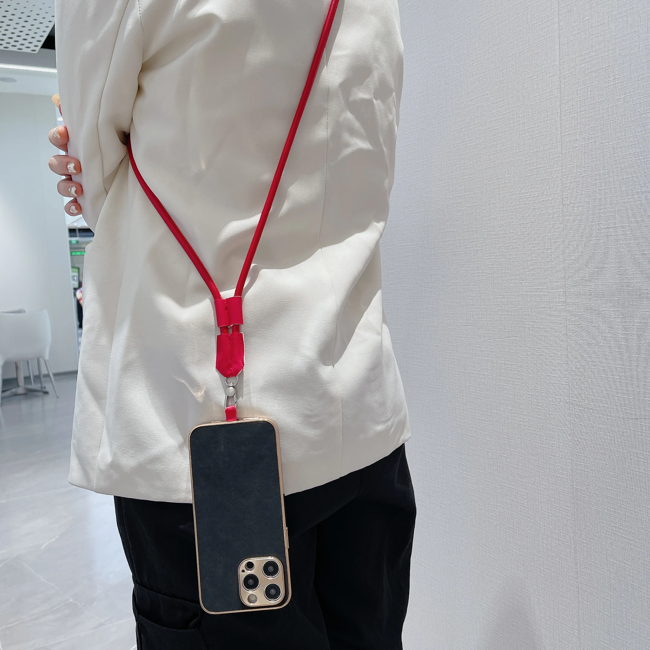 Color: Other, Material: Nylon / Spandex, Ships From: CHINA - 120 cm Long Crossbody Phone Lanyard Leather Pickup Chain Women's Long Neck Shoulder Strap Phone Case Universal Anti Loss Lanyard