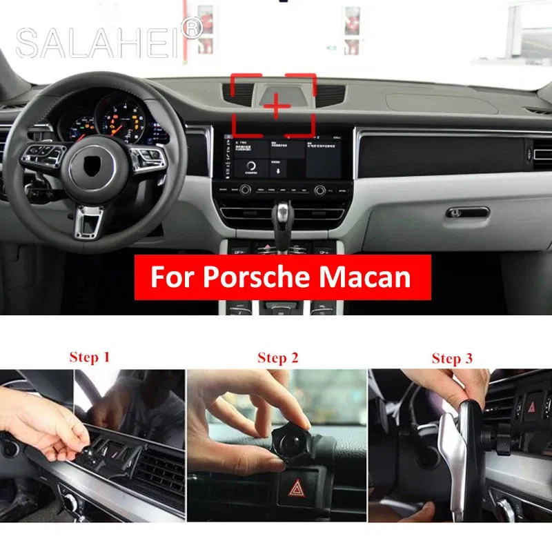 Color Name: Blue - Car Mobile Phone Holder For Porsche Macan Air Vent Mount Smartphone Stand Cellphone Stable Cradle Auto Navigation Accessories