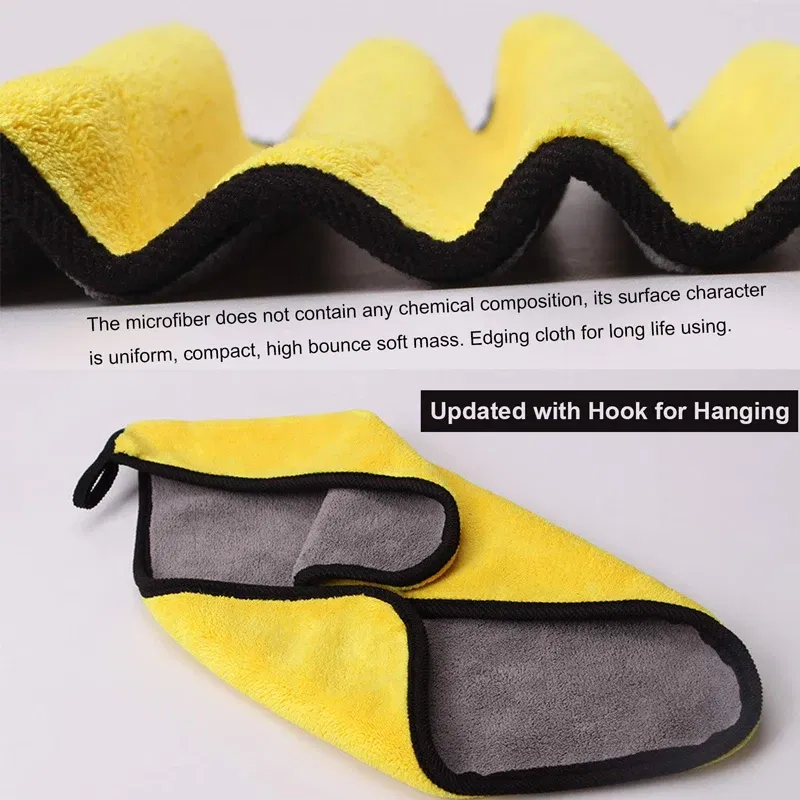Color: Yellow - Car Wash Microfiber Towel Car Cleaning Drying Cloth Car Care Cloth Detailing Microfiber Towel Car Microfiber Cloth 30x30CM