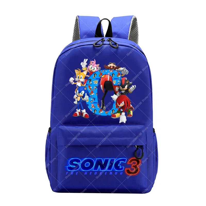Color: Silver, Size: 12" - Sonics Children Cartoon Schoolbag Kids Anime Cute Backpack Boy Fashion Knapsack Student Casual Shoulders Book Bag Xmas Gift 2025