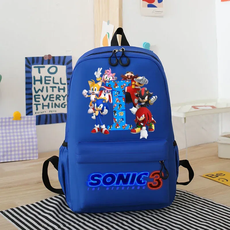 Color: Silver, Size: 12" - Sonics Children Cartoon Schoolbag Kids Anime Cute Backpack Boy Fashion Knapsack Student Casual Shoulders Book Bag Xmas Gift 2025