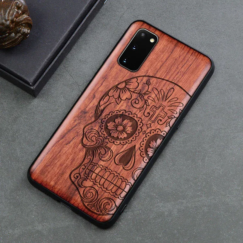 Color: Brown, Material: Cotton Fabric - Natural Wood Wooden TPU Case For Samsung Galaxy Note 20 Ultra S24 S23 S21 Ultra S20 FE S10 Plus Case Cover Phone Shell Skin Bag