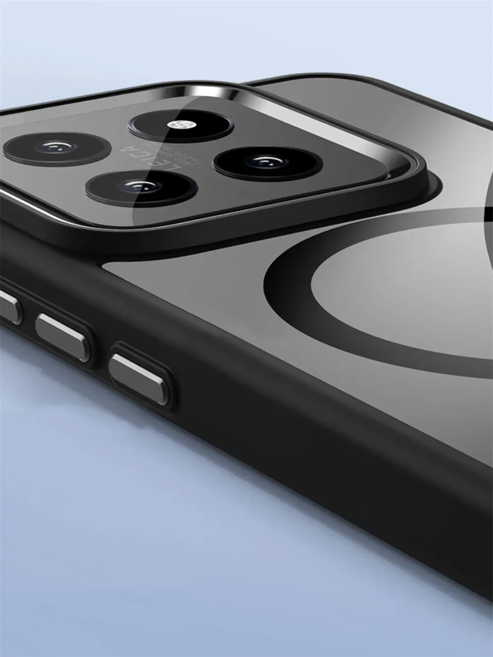 Color: Sky blue, Material: Aluminum - Luxury HD Transparent Shockproof Bumper Case For Xiaomi Mi 14 Pro Ultra For Magsafe Magnetic Wireless Charge Back Cover Shell