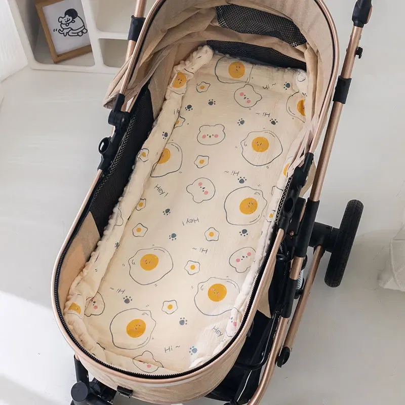 Color: Blue - Baby Stroller Seat Cushion Soft Mattress Kids Pushchair Car Mat Stroller Accessories