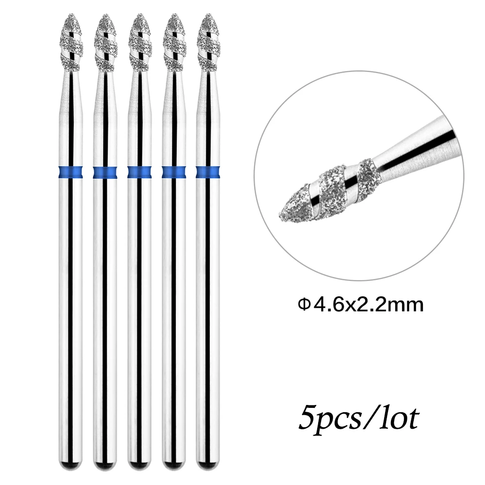 Color: Dark Khaki - 5Pcs/lot Diamond Nail Bits Tornado Flame Cuticle Drill Bit Pro Russian Electric File Bits for Nail Manicure and Pedicure 3/32''