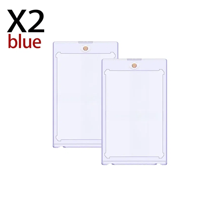 Color: Navy Blue - 10-1Pcs 35PT Hard Magnetic Card Holder for Kpop Idol Photo Cards Protective Sports Trading Card Toploaders Sleeves Display Case